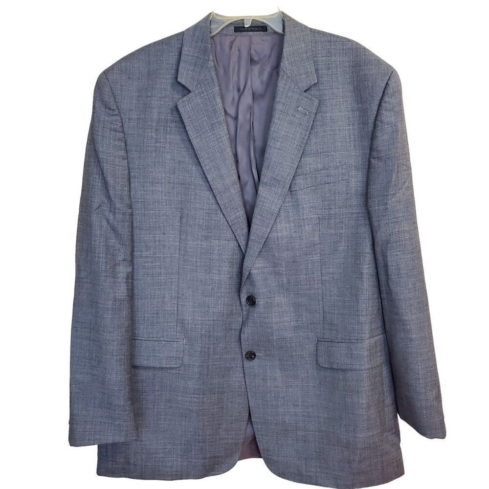 CHAPS Mens Blazer Sport Coat Jacket 46L Wool Gray Two Button SB Office Wedding